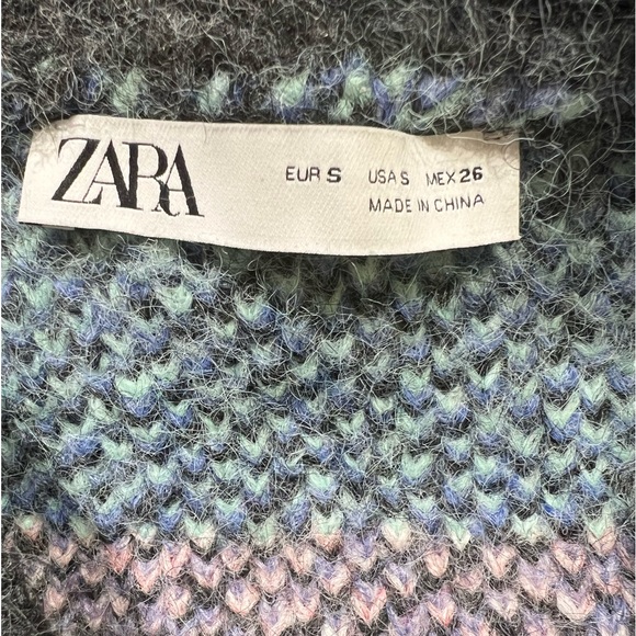 ZARA Courtyard Green Patchwork Green Tan Oversized Cardigan Small - Picture 12 of 15